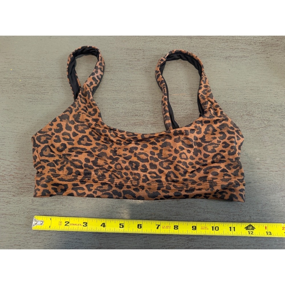 LA Hearts by PacSun Leopard Print Scoop Neck Bikini Top Brown Black Small